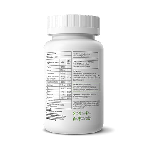 NUTRANEXT® Calcicare l Chewable Calcium Tablets with Vitamin D2, Magnesium & Zinc | Strengthens Bones, Supports Strong Teeth & Promotes Healthy Muscle Contraction | (Veg) Pack of 60 Tablets (Orange & mint)