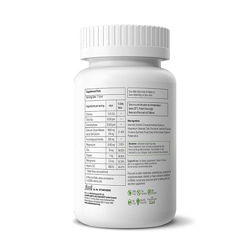 Calcicare Vanilla flavour White supplement bottle with label on a white background