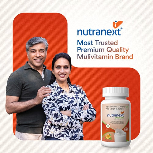 NUTRANEXT® Calcicare l Chewable Calcium Tablets with Vitamin D2, Magnesium & Zinc | Strengthens Bones, Supports Strong Teeth & Promotes Healthy Muscle Contraction | (Veg) Pack of 60 Tablets (Orange & mint)