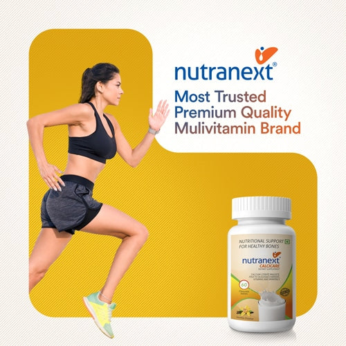 NUTRANEXT® Calcicare l Chewable Calcium Tablets with Vitamin D2, Magnesium & Zinc | Strengthens Bones, Supports Strong Teeth & Promotes Healthy Muscle Contraction | (Veg) Pack of 60 Tablets (Vanilla)