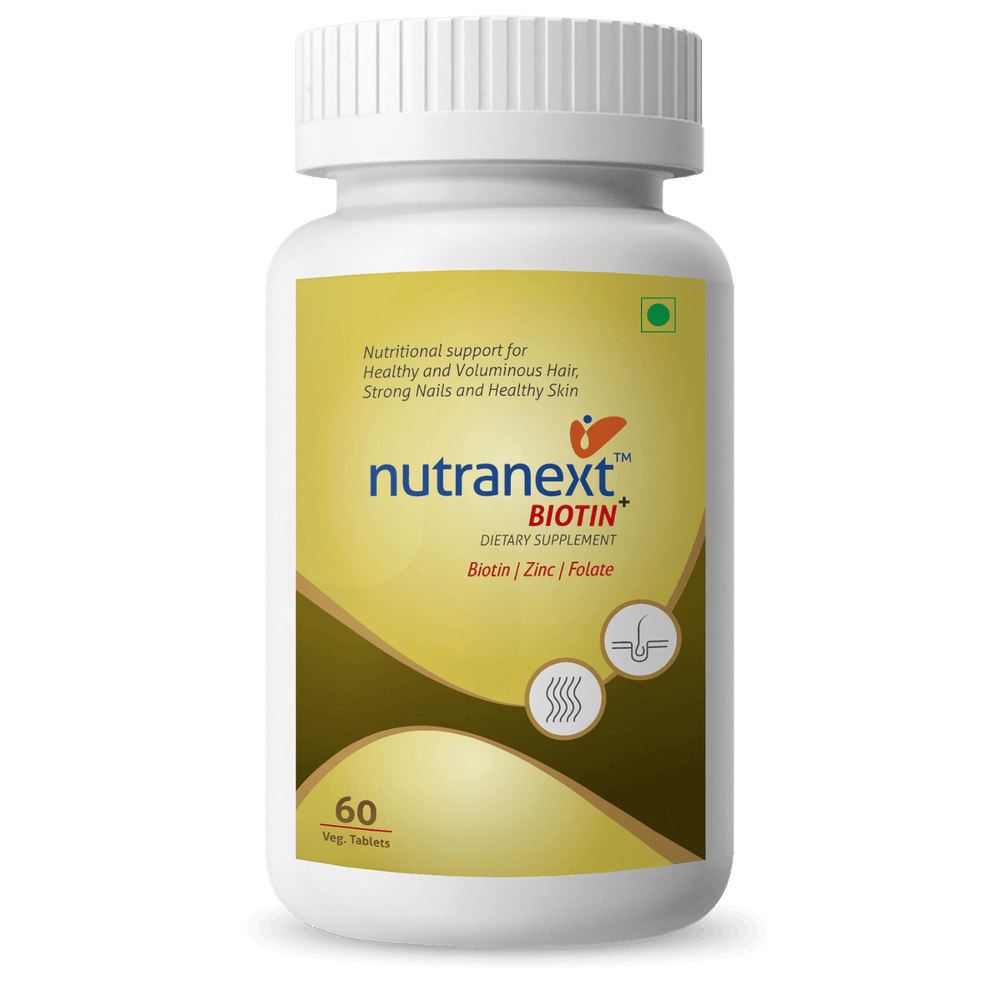 Nutranext® Natural Biotin Plus | Biotin Plus Improves Hair Strength & Skin Radiance | 60 Veg. Tablets