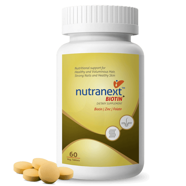 Nutranext® Natural Biotin Plus | Biotin Plus Improves Hair Strength & Skin Radiance | 60 Veg. Tablets