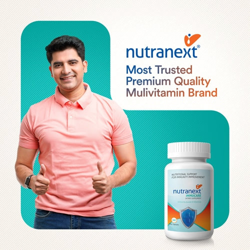 NUTRANEXT® Immucare | Cow Colostrum Nutritional Supplement for Gut Health, To Build Immunity & Overall Health | 60 Veg. Capsules