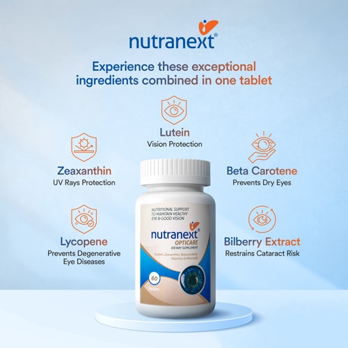 NUTRANEXT® Opticare l 20+ eye vitamins & combination of antioxidants | Overall eye health, protecting eyes, Blue-Light, Glare Sensitivity & Digital Guard Formula | 60 Veg. tablets