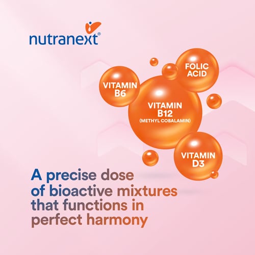 NUTRANEXT® Vitamin B12 1500 MCG (Active form of Methyl cobalamin) Chewable Strawberry Flavor| A blend of Vitamin B12, B6, D3 & Folic acid | Brain, Heart & Cognitive support | 60 Veg. Tablets