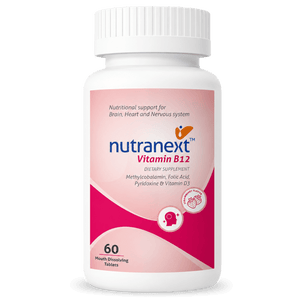 NUTRANEXT® Vitamin B12 1500 MCG (Active form of Methyl cobalamin) Chewable Strawberry Flavor| A blend of Vitamin B12, B6, D3 & Folic acid | Brain, Heart & Cognitive support | 60 Veg. Tablets