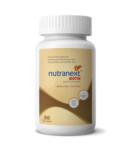 NUTRANEXT® Biotin 10,000 mcg | Enriched with 10,000 MCG Biotin, Zinc & Folic Acid | Healthy, Ultra shiny, Smooth & Voluminous hair | Strong Nails | Healthy skin | 60 Veg. Tablets