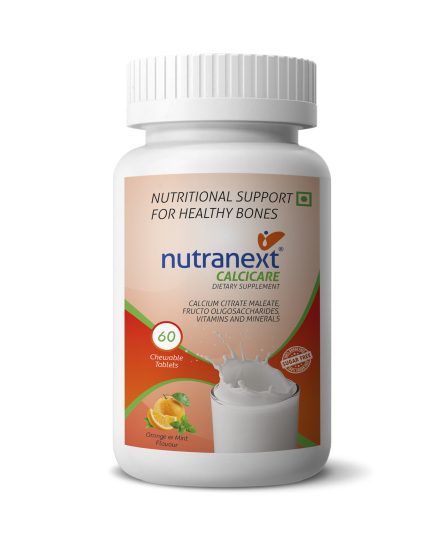 NUTRANEXT® Calcicare l Chewable Calcium Tablets with Vitamin D2, Magnesium & Zinc | Strengthens Bones, Supports Strong Teeth & Promotes Healthy Muscle Contraction | (Veg) Pack of 60 Tablets (Orange & mint)