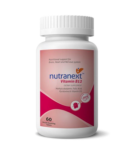 NUTRANEXT® Vitamin B12 1500 MCG (Active form of Methyl cobalamin) Chewable Strawberry Flavor| A blend of Vitamin B12, B6, D3 & Folic acid | Brain, Heart & Cognitive support | 60 Veg. Tablets