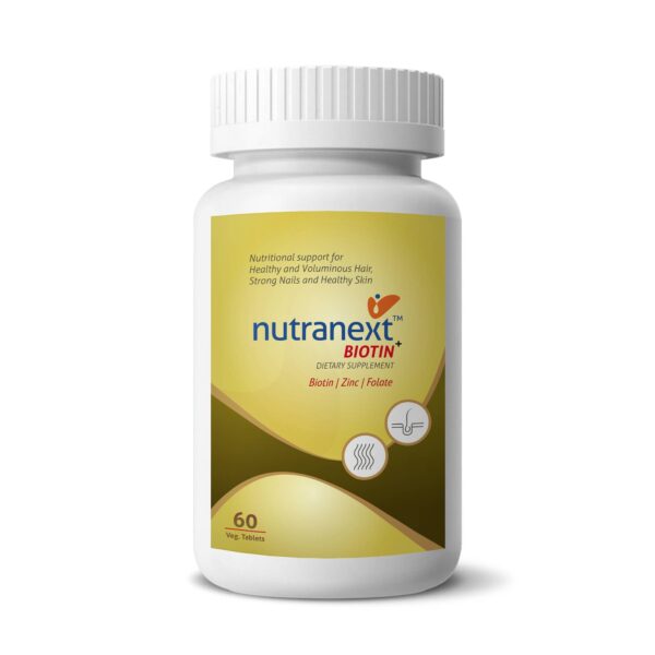 Nutranext® Natural Biotin Plus | Biotin Plus Improves Hair Strength & Skin Radiance | 60 Veg. Tablets