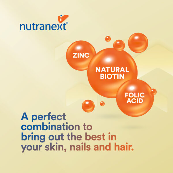 Nutranext® Natural Biotin Plus | Biotin Plus Improves Hair Strength & Skin Radiance | 60 Veg. Tablets - Image 5