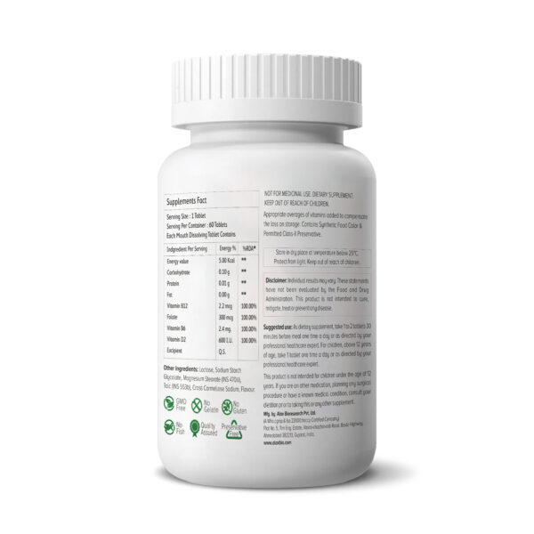 Nutranext® Vitamin B12 Plus | Vitamin B12 Feel Energized and Radiant Every Day | 60 Mouth dissolving tablets | Strawberry Flavor - Image 2